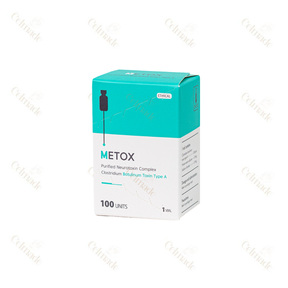 METOX 100 botulinum toxin type A for wrinkle reduction and facial rejuvenation.