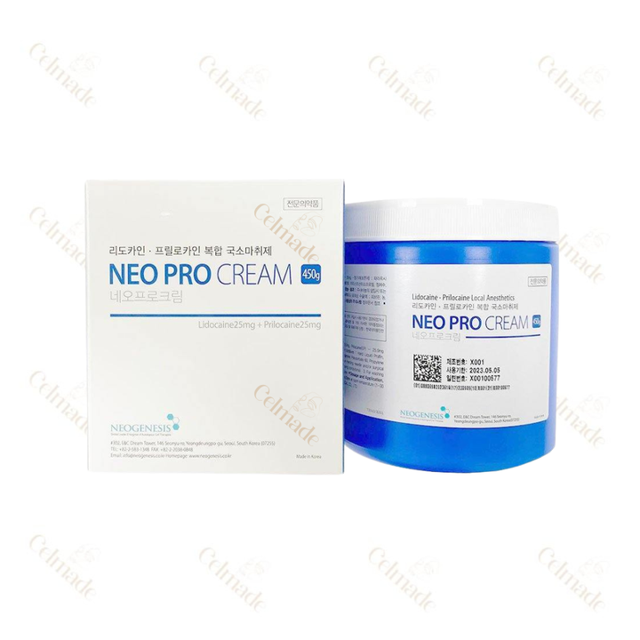 NEO PRO CREAM 450G professional-grade lidocaine-based numbing cream for pain relief in cosmetic and dermatological procedures.