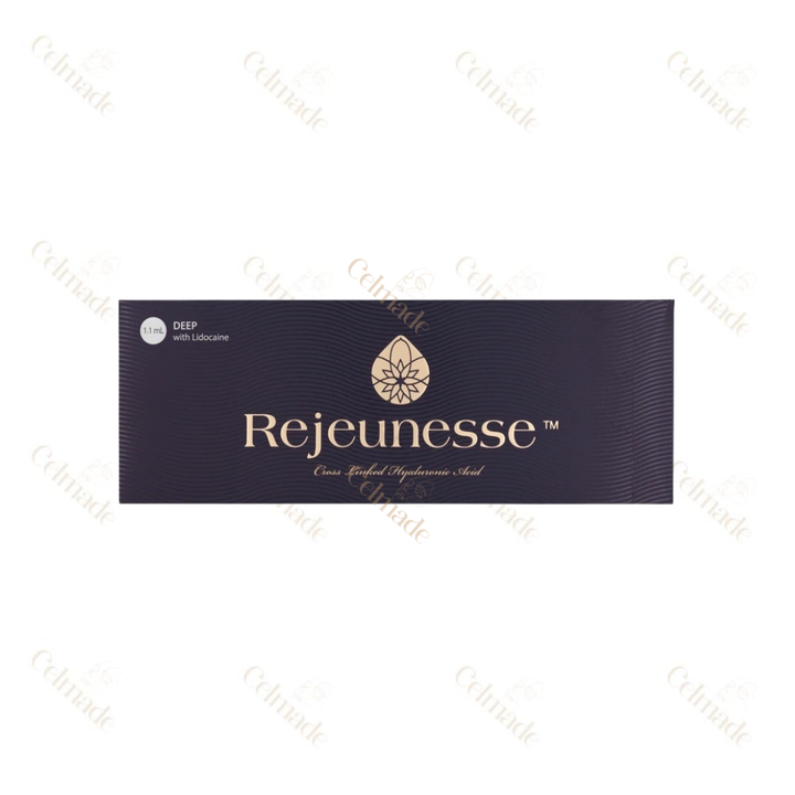 REJEUNESSE DEEP medium to high-density hyaluronic acid filler for deep wrinkle reduction and facial contouring.