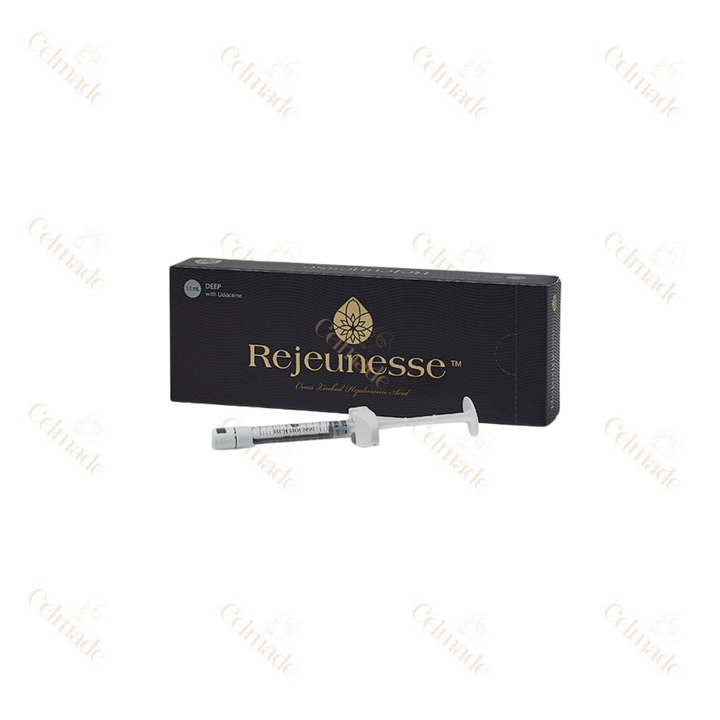 REJEUNESSE DEEP medium to high-density hyaluronic acid filler for deep wrinkle reduction and facial contouring.