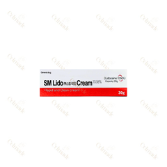 SM CREAM 30G compact lidocaine-based numbing cream for pain relief in cosmetic procedures.