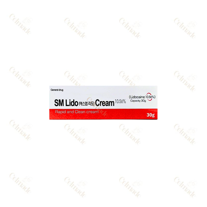 SM CREAM 30G compact lidocaine-based numbing cream for pain relief in cosmetic procedures.