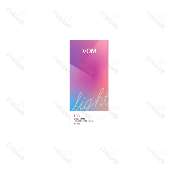 VOM V ( Light ) medium-density hyaluronic acid filler for wrinkle reduction and facial contouring.