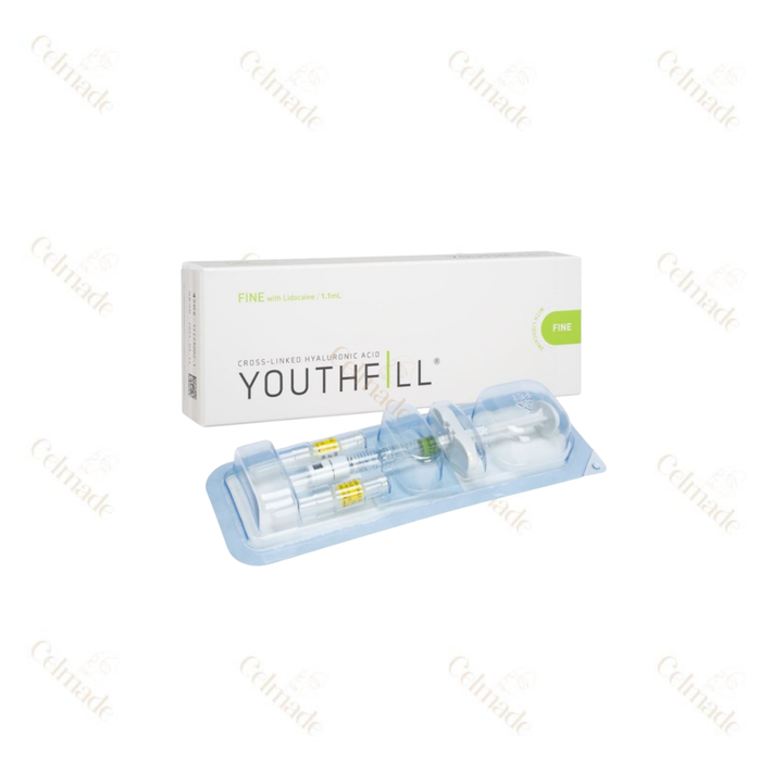 YOUTHFILL FINE low-density hyaluronic acid filler for fine line reduction and hydration.
