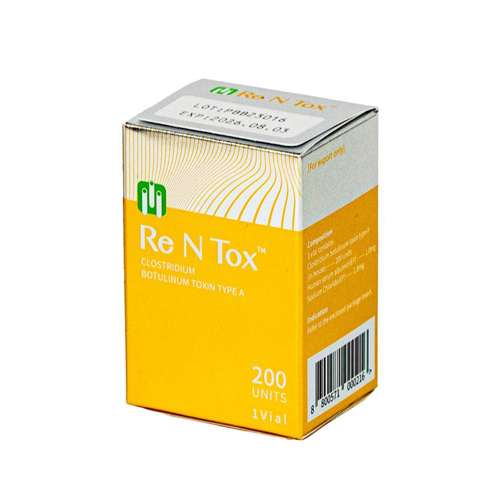 Re N Tox 200 high-dose botulinum toxin type A for wrinkle reduction and facial rejuvenation.