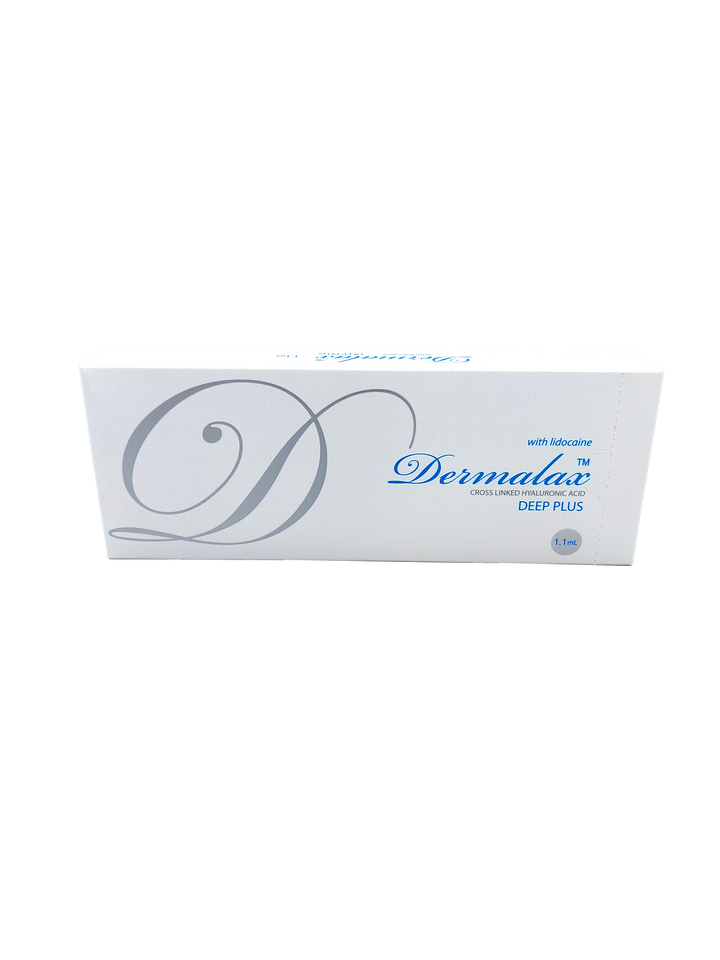 Dermalax Deep Plus hyaluronic acid filler with Lidocaine for deep volume and facial contouring.