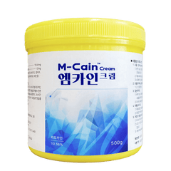 M CAIN CREAM 500G professional-grade lidocaine-based numbing cream for pain relief in cosmetic and dermatological procedures.