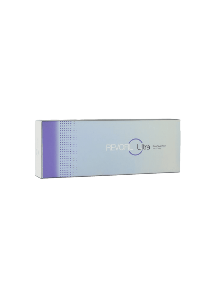 Revofil Ultra high-density hyaluronic acid filler with peptides for deep contouring and volume restoration.