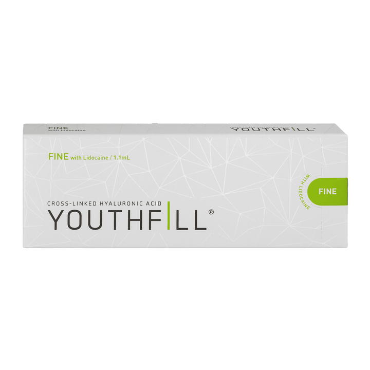 YOUTHFILL FINE low-density hyaluronic acid filler for fine line reduction and hydration.